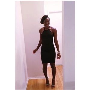 centre strap mesh insert bodycon dress black